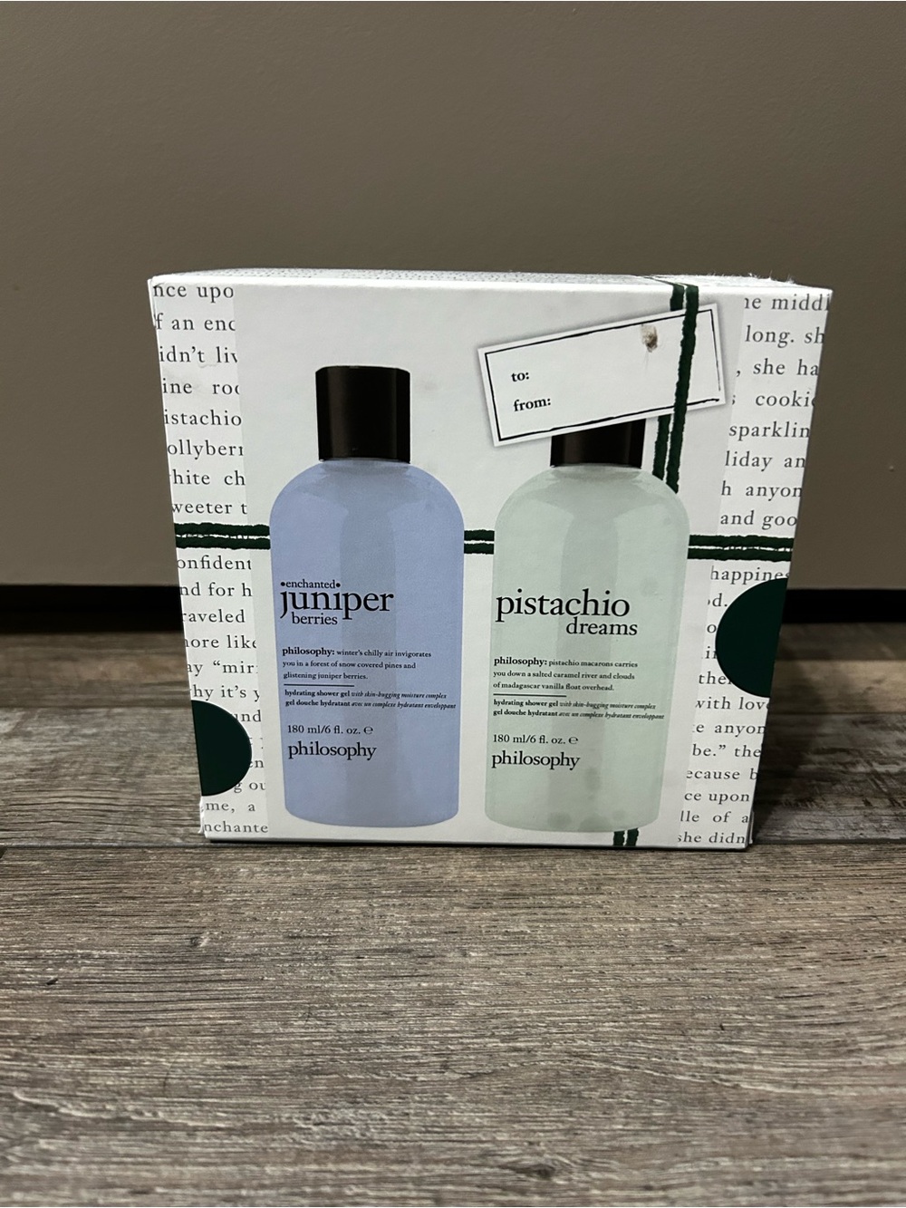 philosophy Pistachio Dreams & Juniper Berries Bath Set - Holiday shower gel duo